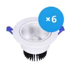 Voordeelpak 6x LED Downlight Rond Kantelbaar 12W 960lm 60D - 930 Warm Wit | 110mm - Zaagmaat 90mm - UGR 