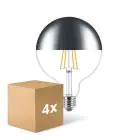Voordeelpak 4x Philips Classic LED Globe E27 Filament Spiegel Helder 120mm 7.2W 650lm - 827 Zeer Warm Wit | Dimbaar - Vervangt 60W